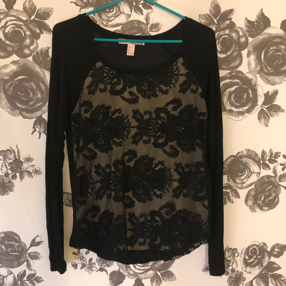 Damask/Lace Double Layer Shirt